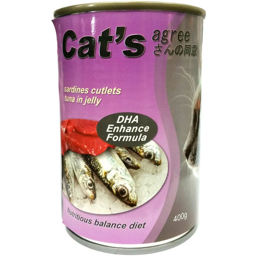 Cat's Agree Sardines Cutlets Tuna In Jelly Canned Cat Food 400g Kohepets