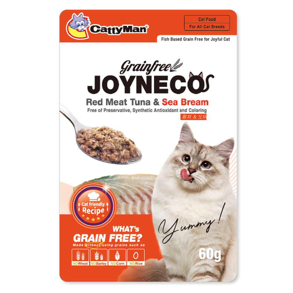 CattyMan Joyneco Red Meat Tuna & Sea Bream Grain-Free Pouch Cat Food 60g x 12 - Kohepets