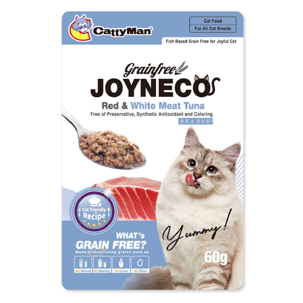 CattyMan Joyneco Red & White Meat Tuna Grain-Free Pouch Cat Food 60g x 12 - Kohepets