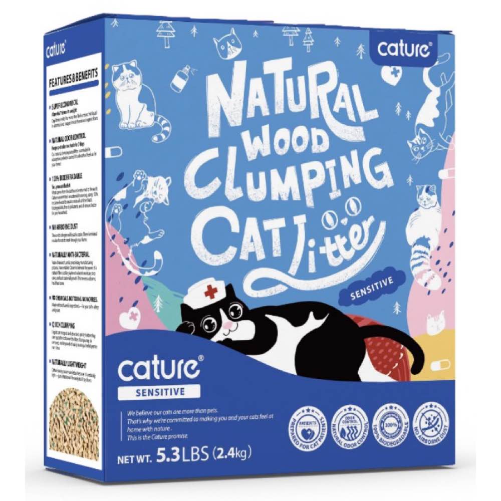 Cature Sensitive Natural Wood Clumping Cat Litter 6L (2.4kg) - Kohepets