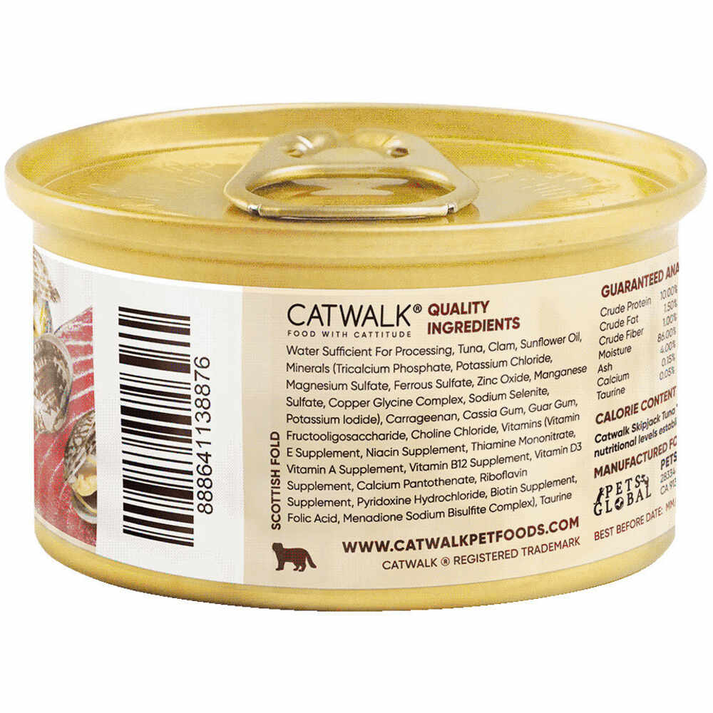 Catwalk Skipjack Tuna With Baby Clam Entree In Aspic Canned Cat Food 80g
