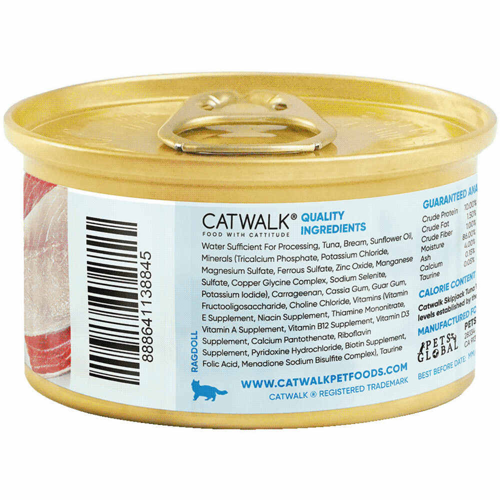 Catwalk Skipjack Tuna With Bream Entree In Aspic Canned Cat Food 80g