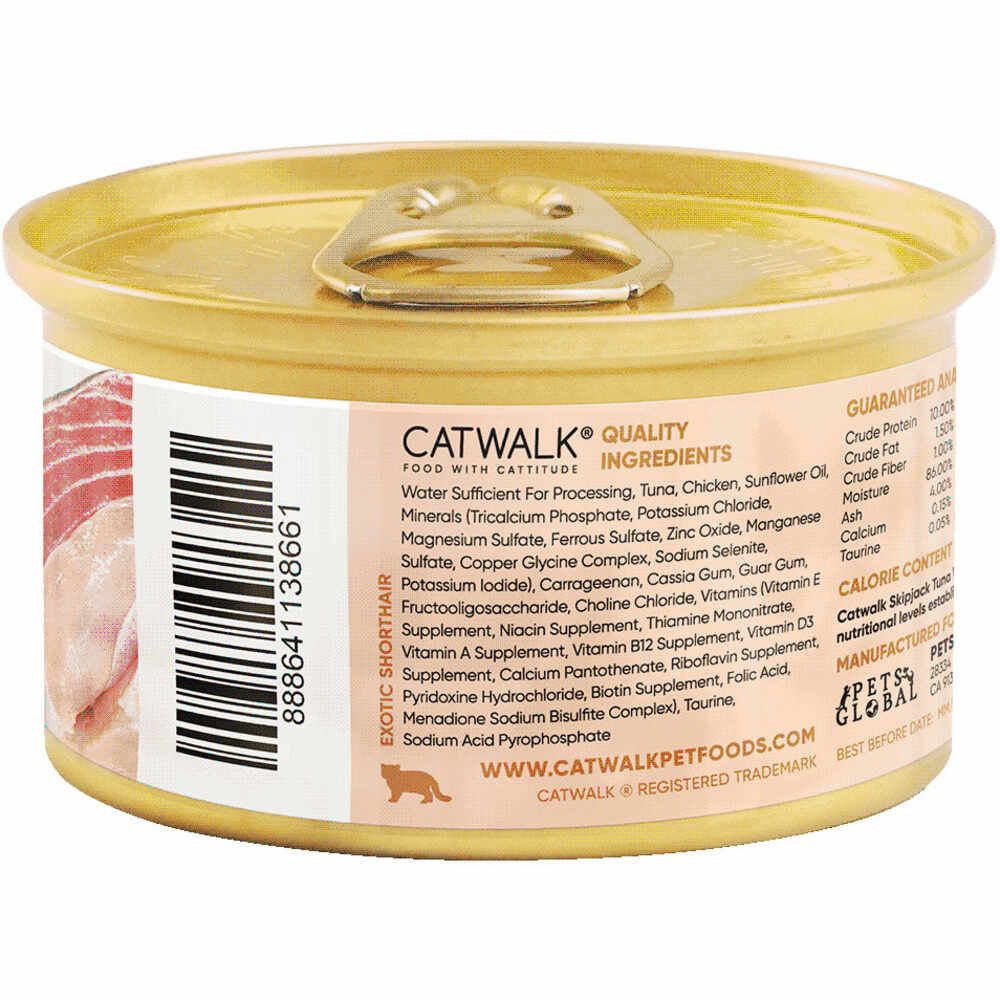 Catwalk Skipjack Tuna With Chicken Entree In Aspic Canned Cat Food 80g