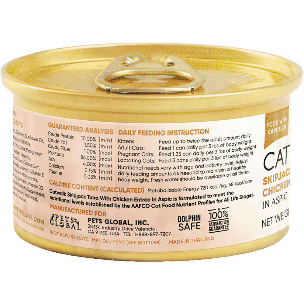 Catwalk Skipjack Tuna With Chicken Entree In Aspic Canned Cat Food 80g