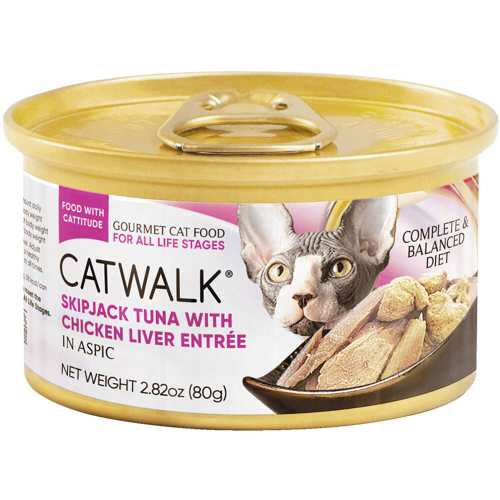 Catwalk Skipjack Tuna With Chicken Liver Entree In Aspic Canned Cat Food 80g