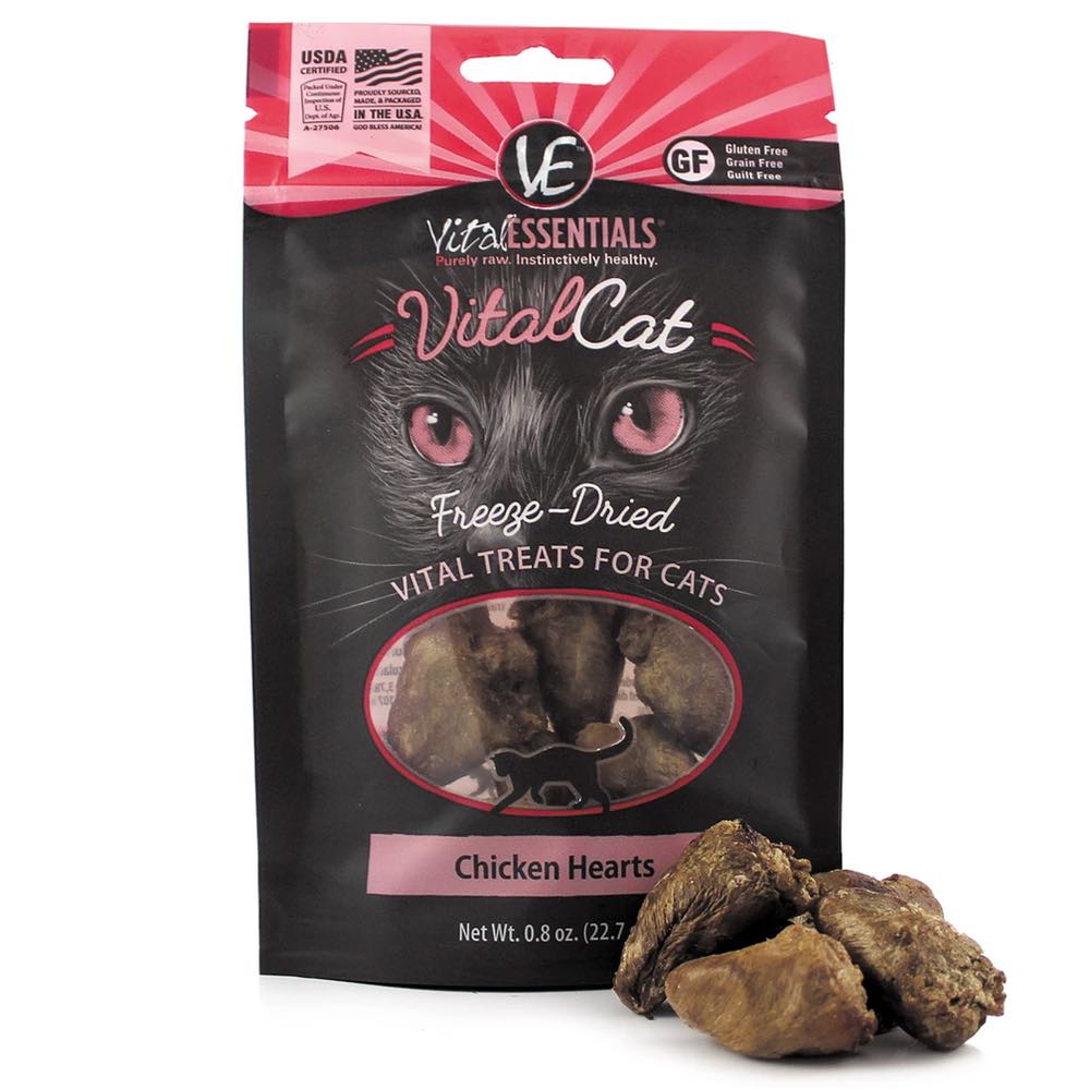 Vital Essentials Freeze-Dried Chicken Hearts Vital Cat Treats 0.8oz - Kohepets