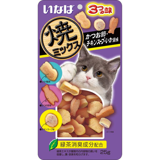 Ciao Soft Bits Mix Tuna & Chicken Fillet Dried Bonito, Chicken Soup & Squid Flavor Cat Treats 25g - Kohepets