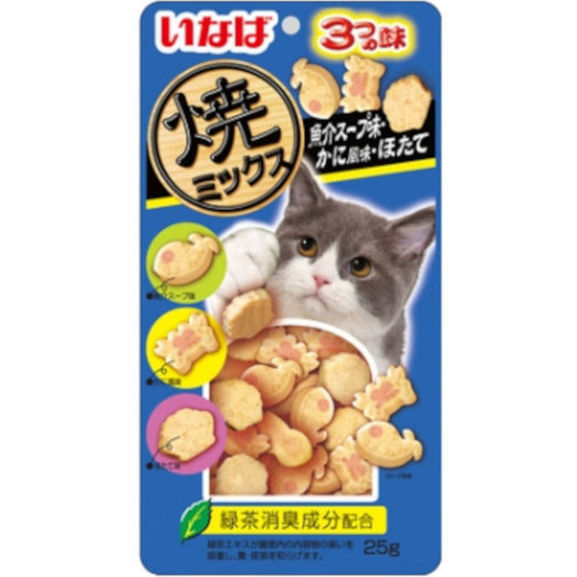 4 FOR $13: Ciao Soft Bits Mix Tuna & Chicken Fillet with Dried Bonito, Seafood & Crab Flavor Cat Treats 25g - Kohepets