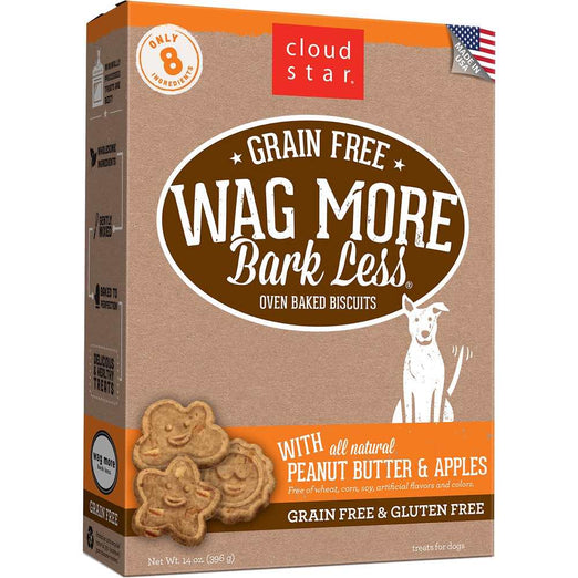 BUY 2 GET 1 FREE: Cloud Star Wag More Bark Less Oven Baked Peanut Butter and Apples Dog Treats 14oz - Kohepets