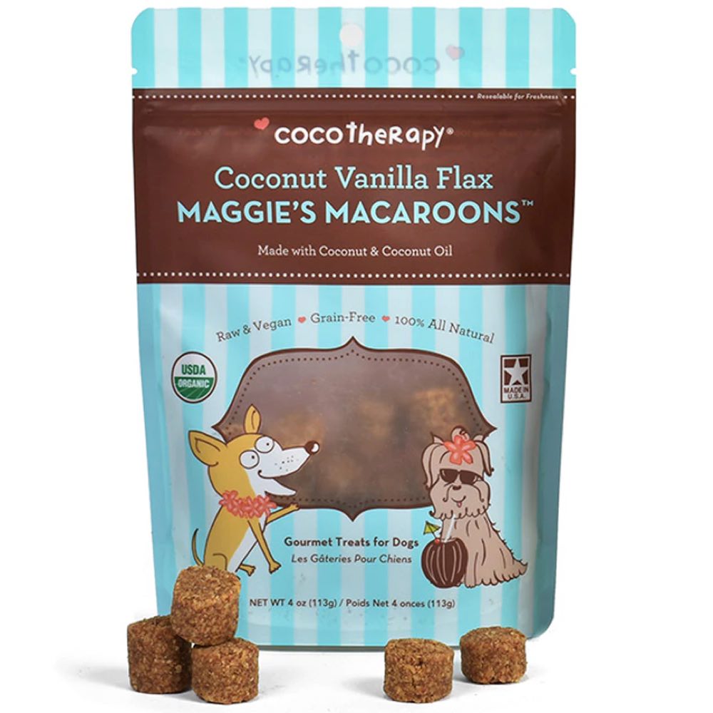 CocoTherapy Maggie’s Macaroons Coconut Vanilla Flax Grain-Free Dog Treats 4oz