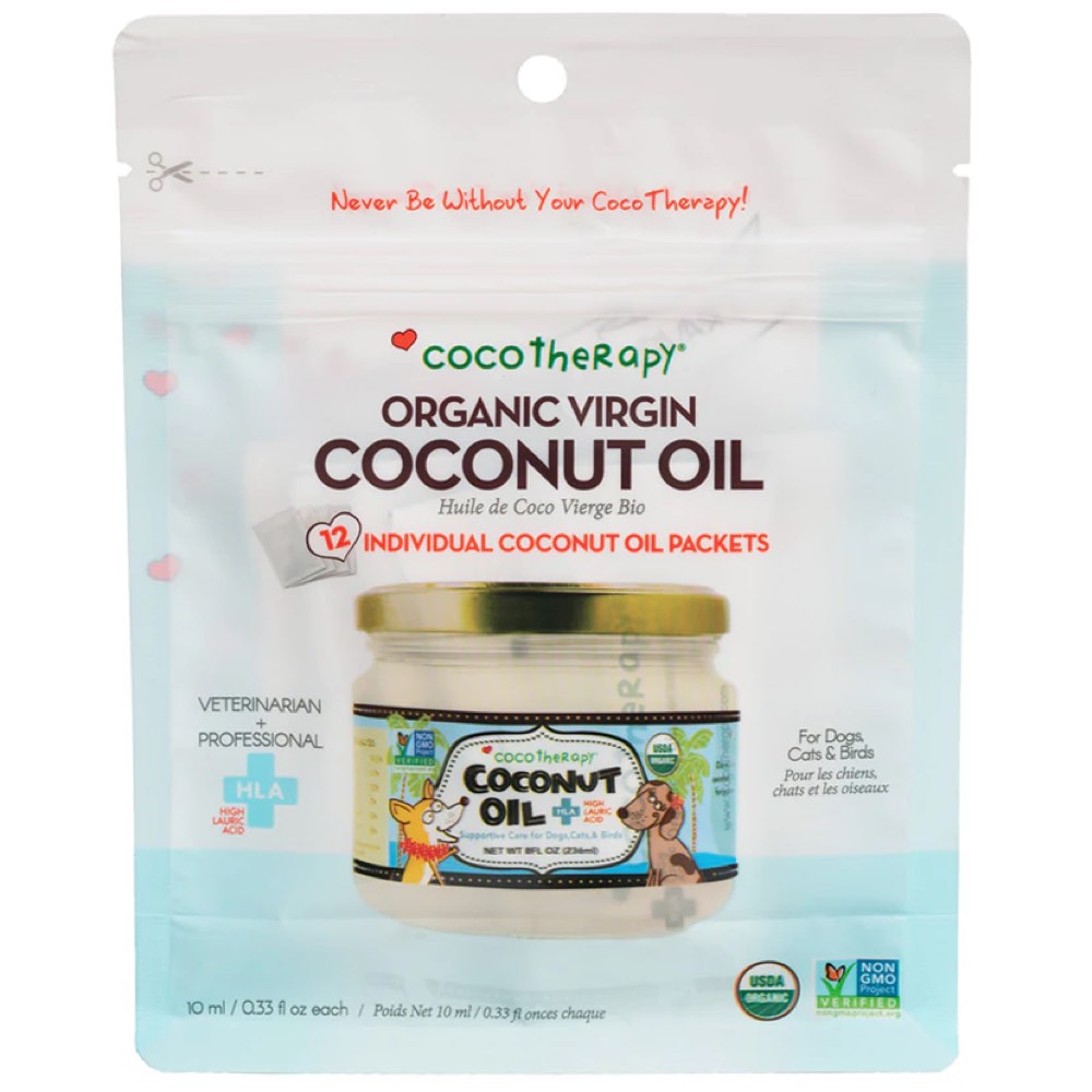 CocoTherapy Organic Virgin Coconut Oil For Cats, Dogs & Birds (Packets) 12 x 0.33oz