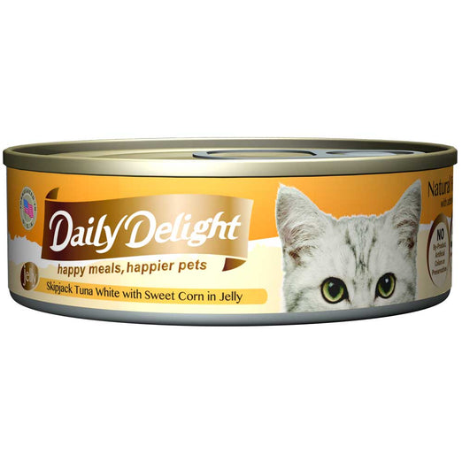 Daily Delight Skipjack Tuna White with Sweet Corn in Jelly Canned Cat Food 80g - Kohepets