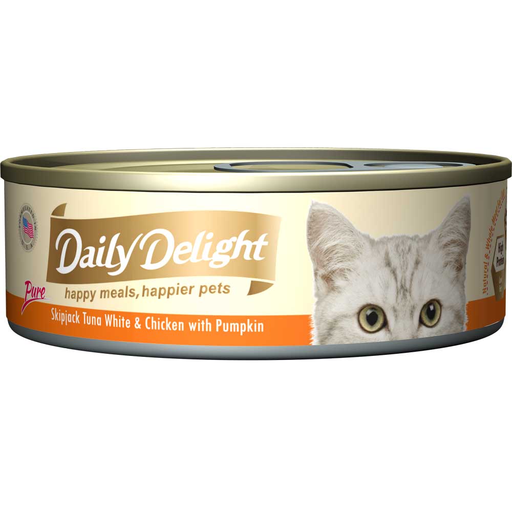 Daily Delight Pure Skipjack Tuna White & Chicken with Pumpkin Canned Cat Food 80g - Kohepets