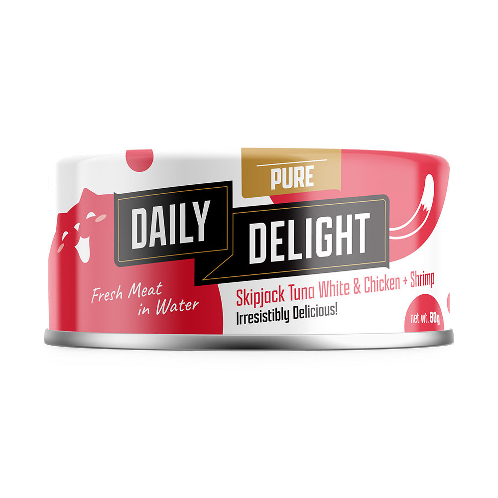 Daily Delight Pure Skipjack Tuna White & Chicken with Shrimp Canned Cat Food 80g - Kohepets