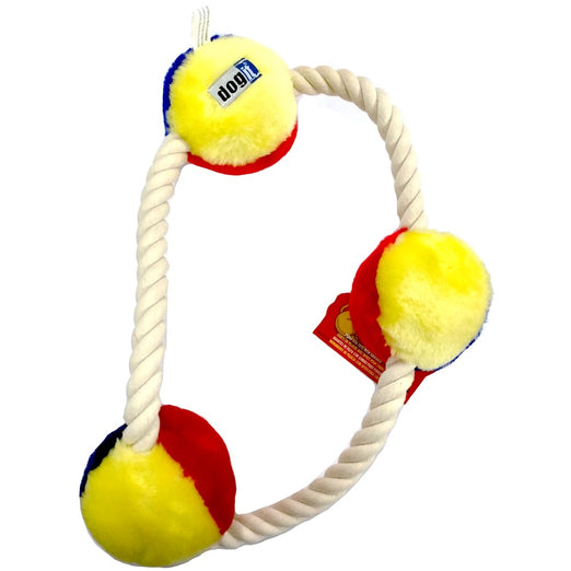 Dogit Luvz Plush Squeaky 3 Ball with Rope Dog Toy - Kohepets
