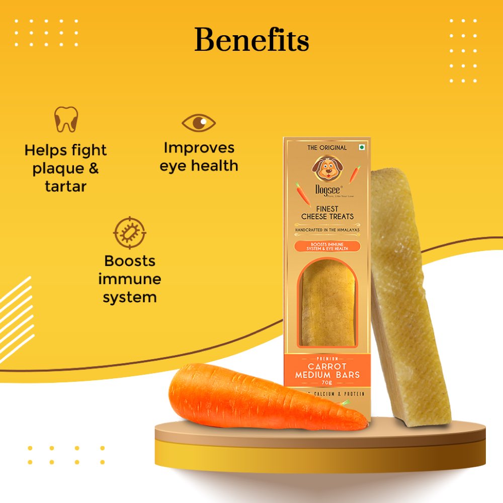 33% OFF: Dogsee Himalayan Cheese Carrot Medium Bar Grain-Free Dog Treat 70g