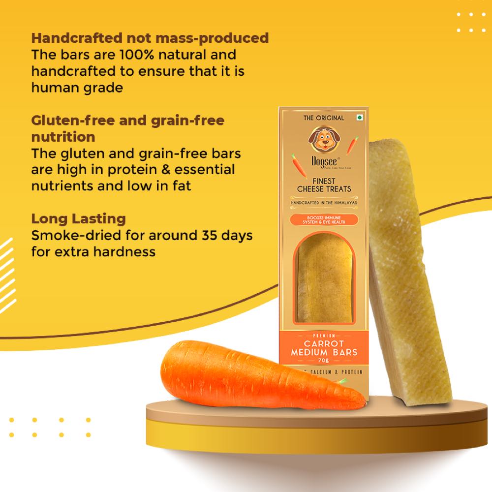 33% OFF: Dogsee Himalayan Cheese Carrot Medium Bar Grain-Free Dog Treat 70g