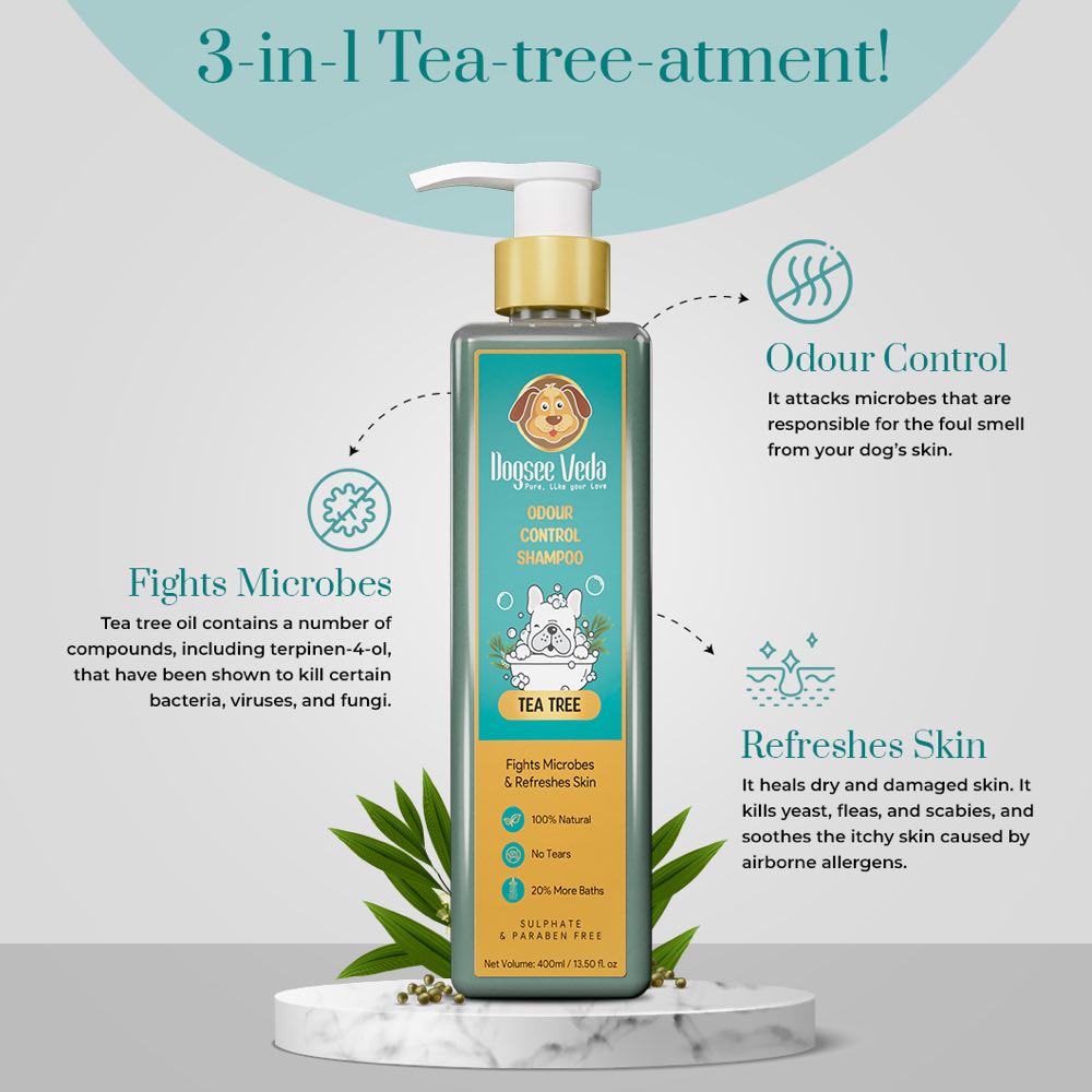 Dogsee Veda Tea Tree Odour Control Dog Shampoo 400ml Kohepets