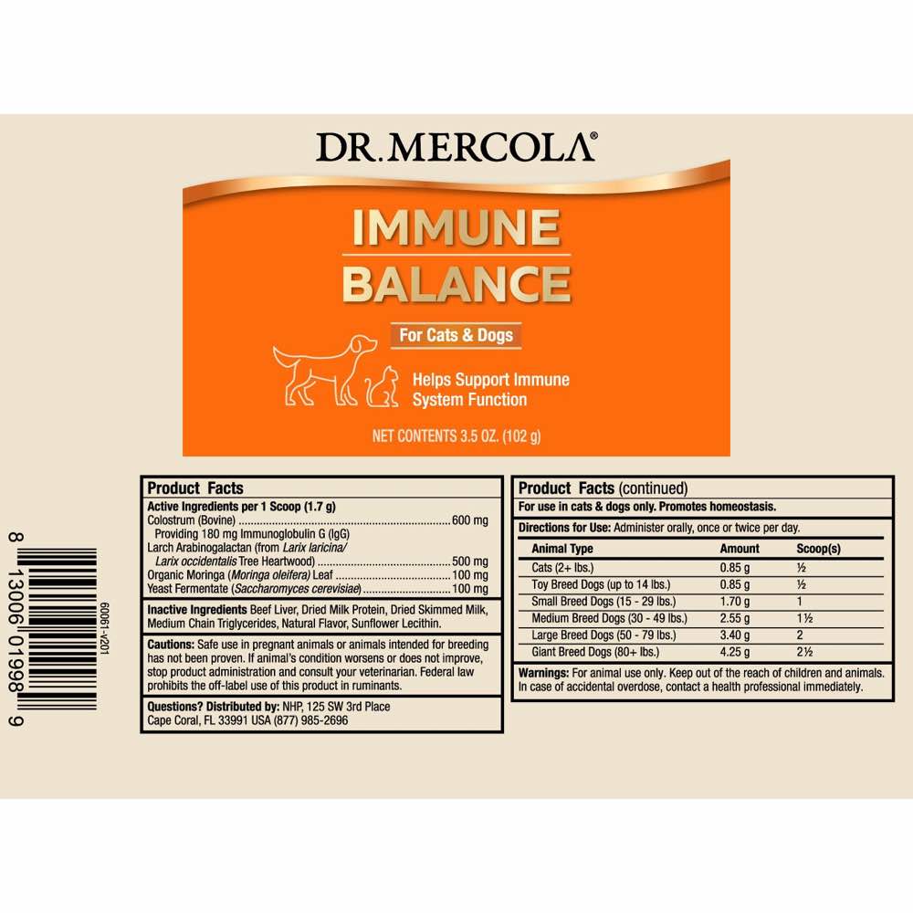 Dr. Mercola Immune Balance Pet Supplement 3.5oz - Kohepets
