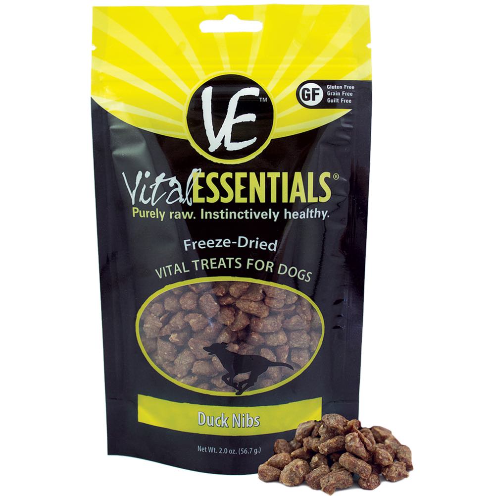 20% OFF: Vital Essentials Freeze-Dried Duck Nibs Vital Dog Treats 2oz - Kohepets