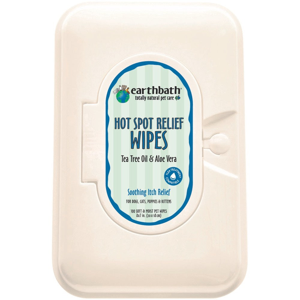 20% OFF: Earthbath Hot Spot Relief Wipes (Tea Tree Oil & Aloe Vera) For Pets 100ct - Kohepets