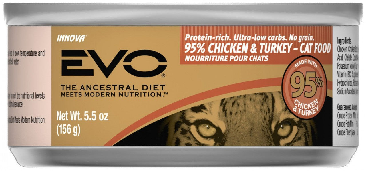 EVO 95% Chicken & Turkey Canned Cat Food 156g - Kohepets
