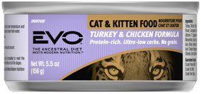 EVO Turkey & Chicken Adult & Kitten Formula Canned Cat Food 156g