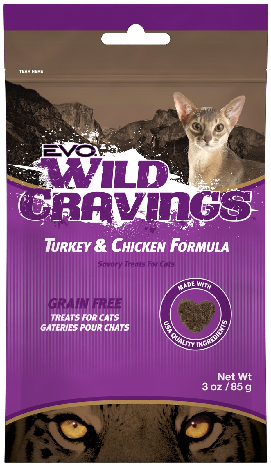 EVO Wild Cravings Grain-Free Turkey & Chicken Formula Cat Treats 3oz - Kohepets