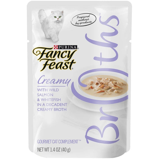 10% OFF: Fancy Feast Creamy Broths Wild Salmon & Whitefish Pouch Cat Food 40g - Kohepets