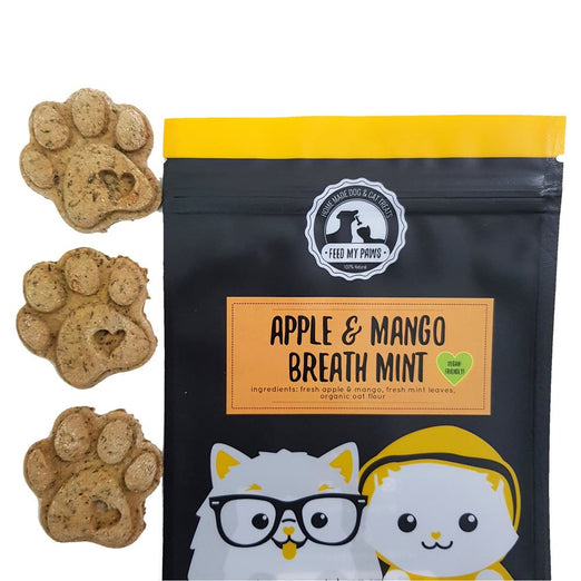 Feed My Paws Apple & Mango Breath Mint Cookies Cat & Dog Treats 100g - Kohepets