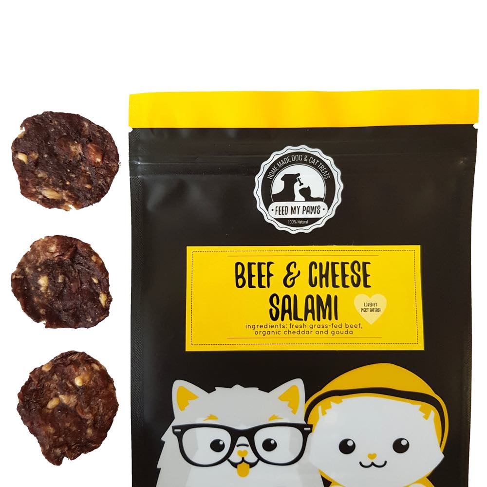 Feed My Paws Beef & Cheese Salami Cat & Dog Treats 70g - Kohepets