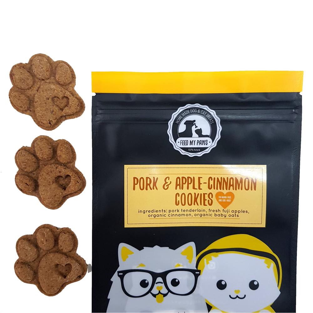 Feed My Paws Pork & Apple-Cinnamon Cookies Cat & Dog Treats 100g - Kohepets
