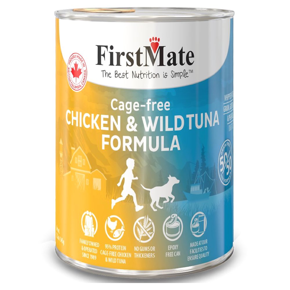 FirstMate Grain Free Cage-Free Chicken & Wild Tuna Formula Canned Dog Food 345g - Kohepets