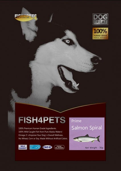 Fish 4 Pets Freeze Dried Prime Salmon Spiral Dog Treat 57g - Kohepets