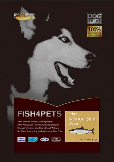 Fish 4 Pets Freeze Dried Prime Salmon Skin Wrap Dog Treat 57g - Kohepets