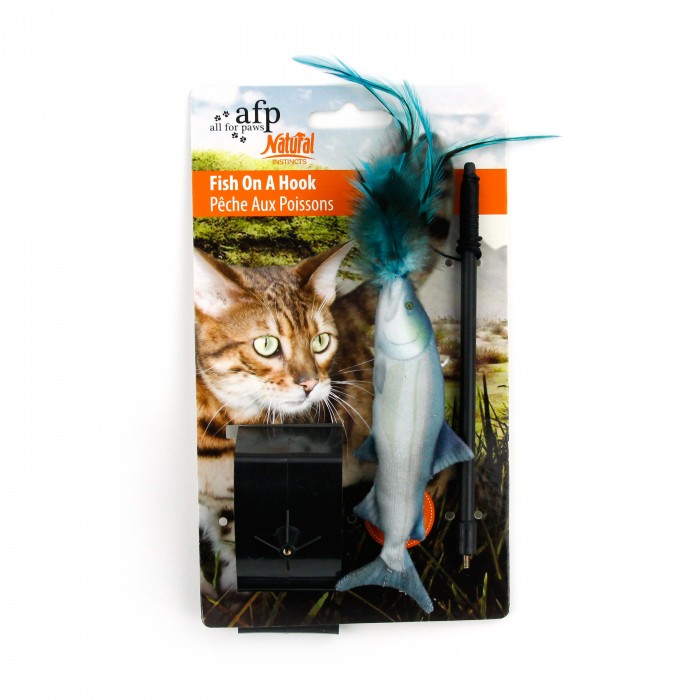 cat on fish hook All For Paws Natural Instincts Fish on Hook Cat Toy