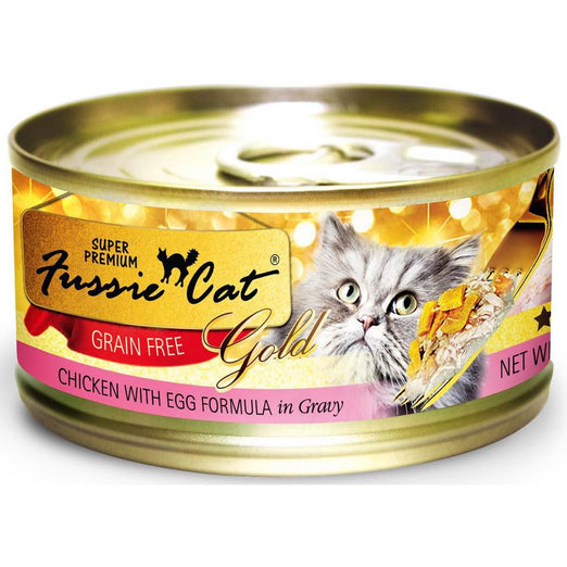 Fussie Cat Super Premium Chicken With Egg In Gravy Gold Canned Cat Food 80g - Kohepets