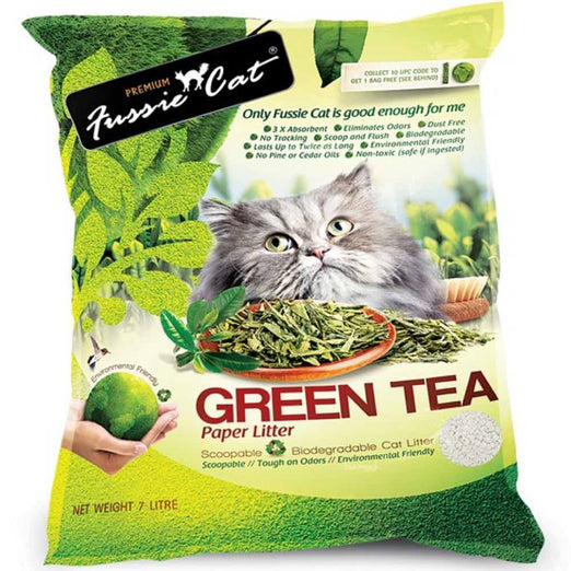Fussie Cat Natural Green Tea Paper Cat Litter 7L - Kohepets