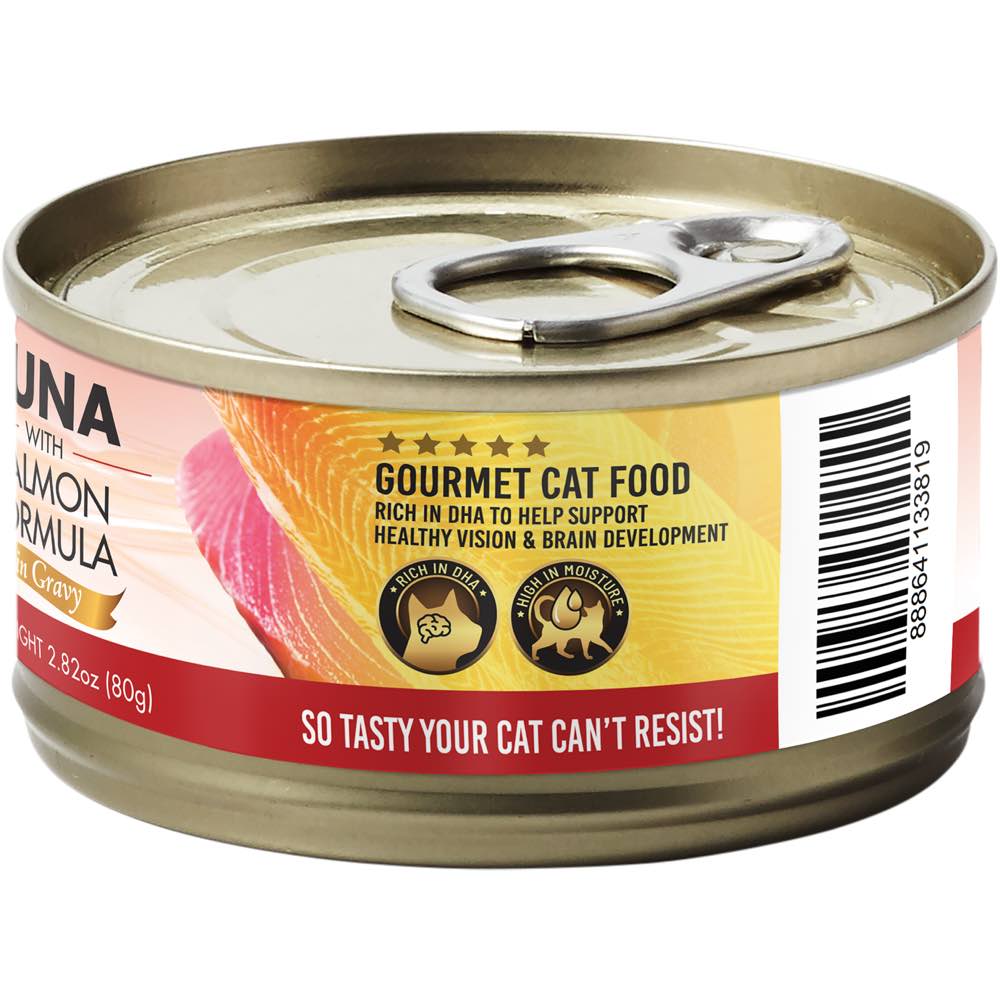 Fussie Cat Premium Tuna With Salmon In Gravy Grain-Free Canned Cat Food 80g