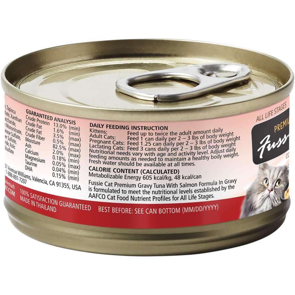 Fussie Cat Premium Tuna With Salmon In Gravy Grain-Free Canned Cat Food 80g