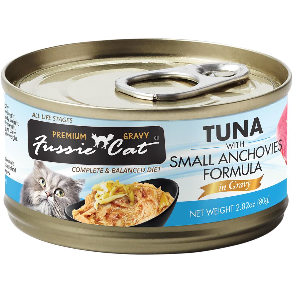 Fussie Cat Premium Tuna With Small Anchovies In Gravy Grain-Free Canned Cat Food 80g