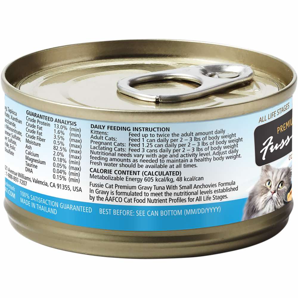 Fussie Cat Premium Tuna With Small Anchovies In Gravy Grain-Free Canned Cat Food 80g