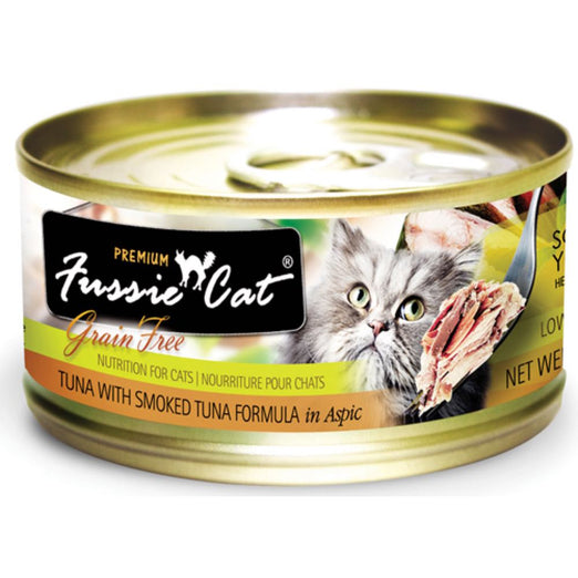Fussie Cat Premium Tuna With Smoked Tuna In Aspic Formula Canned Cat Food 80g - Kohepets