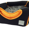 FuzzYard Cat Cube Bed in Black with Orange (discontinued) - Kohepets