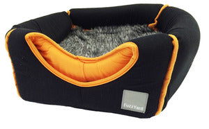 FuzzYard Cat Cube Bed in Black with Orange (discontinued) - Kohepets