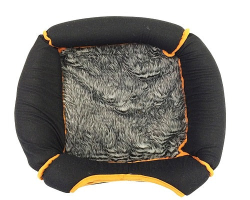 FuzzYard Cat Cube Bed in Black with Orange (discontinued) - Kohepets