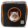 FuzzYard Cat Cube Bed in Black with Orange (discontinued) - Kohepets