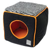 FuzzYard Cat Cube Bed in Black with Orange (discontinued) - Kohepets