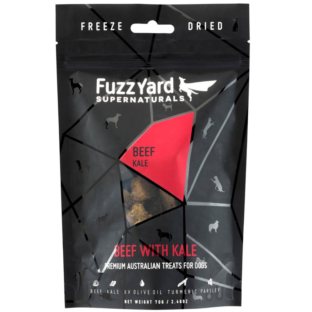 FuzzYard Supernaturals Beef With Kale Freeze Dried Dog Treats 70g - Kohepets