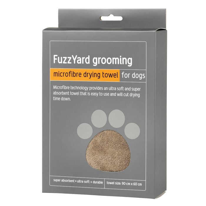 FuzzYard Microfibre Drying Towel for Dogs Brown - Kohepets